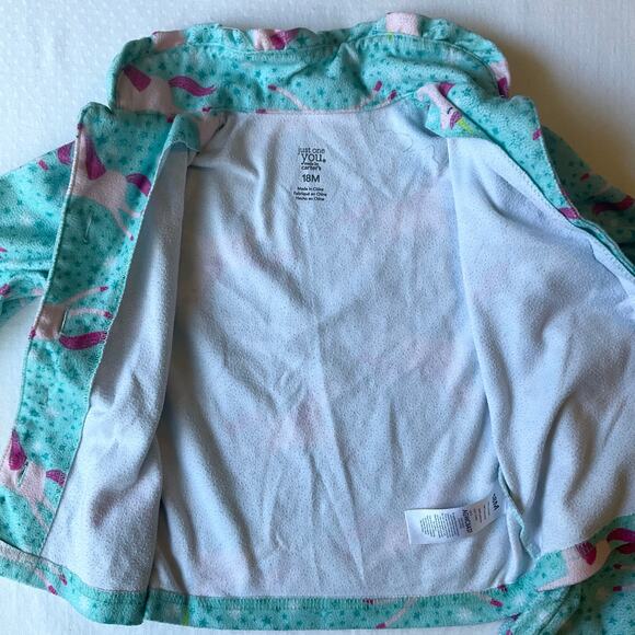 Carter's Toddler Girls Set of Pajamas Long Sleeve Button size 18M Unicorn Green - Picture 4 of 6